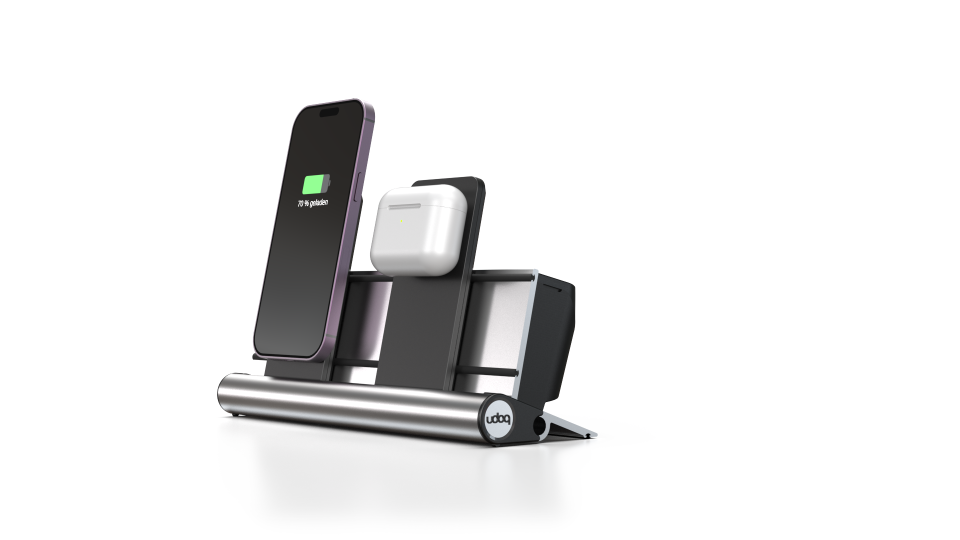 udoq 250 MAGNETIC - 2 fach Ladestation gefräst und eloxiert aus solidem Aluminium