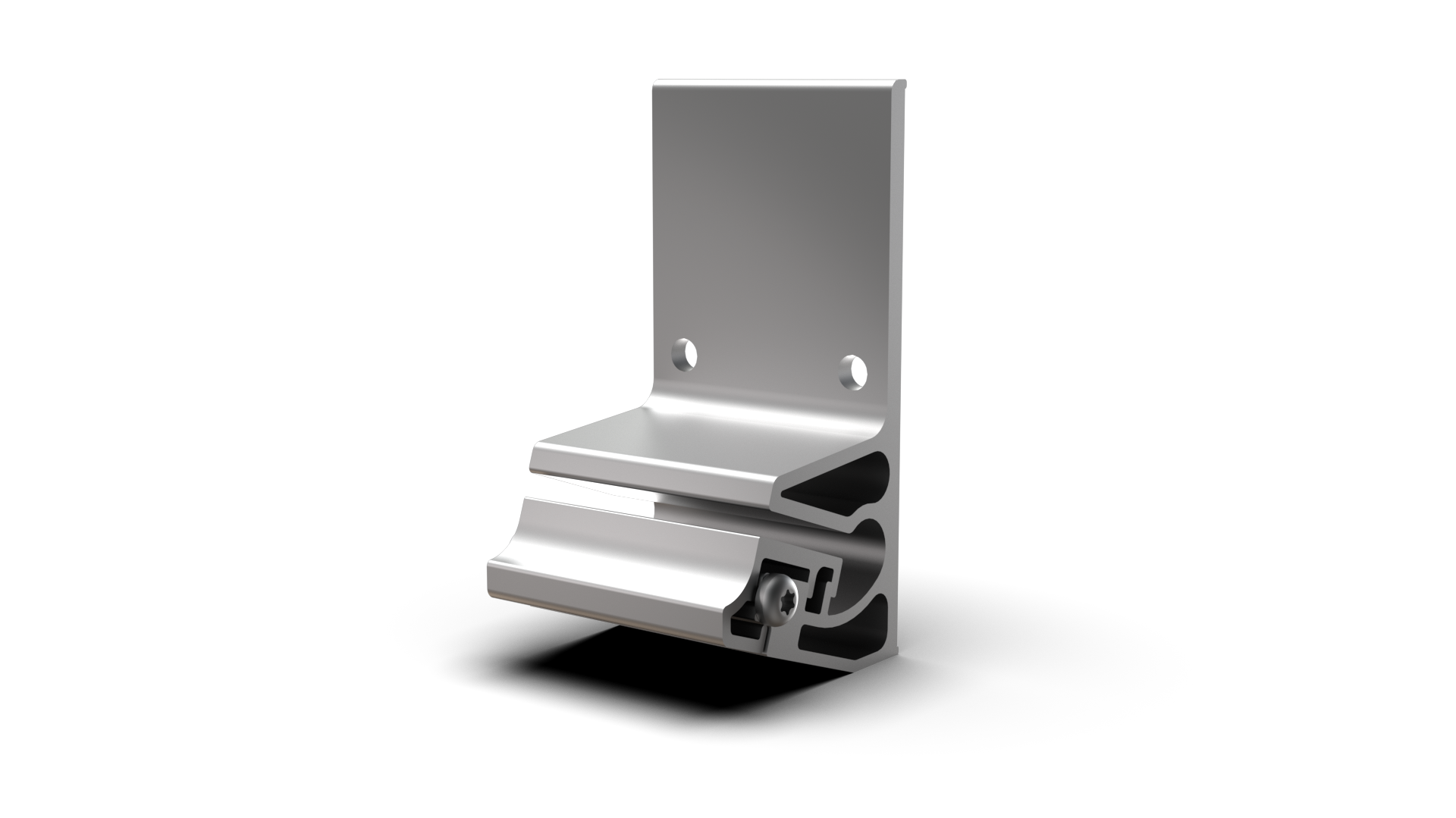 udoq Wandhalterung in silber - für eine absolut stabile Befestigung des udoq an jeder Wand. Träger mit Klemmplatten aus massivem Aluminium bilden über eine 4 fache Schraub-Klemmung eine schwingungsfreie Verankerung für alle udoqs.