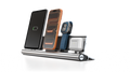 udoq 400 PREMIUM WATCH silber - 4 fach Ladestation gefräst und eloxiert aus solidem Aluminium. Exklusives Design mit patentierten verschiebbaren Anschlüssen. Lade platzsparend alle iPad, iPhone, AirPods, Apple Watch und Android Geräte mit bis zu 136W.