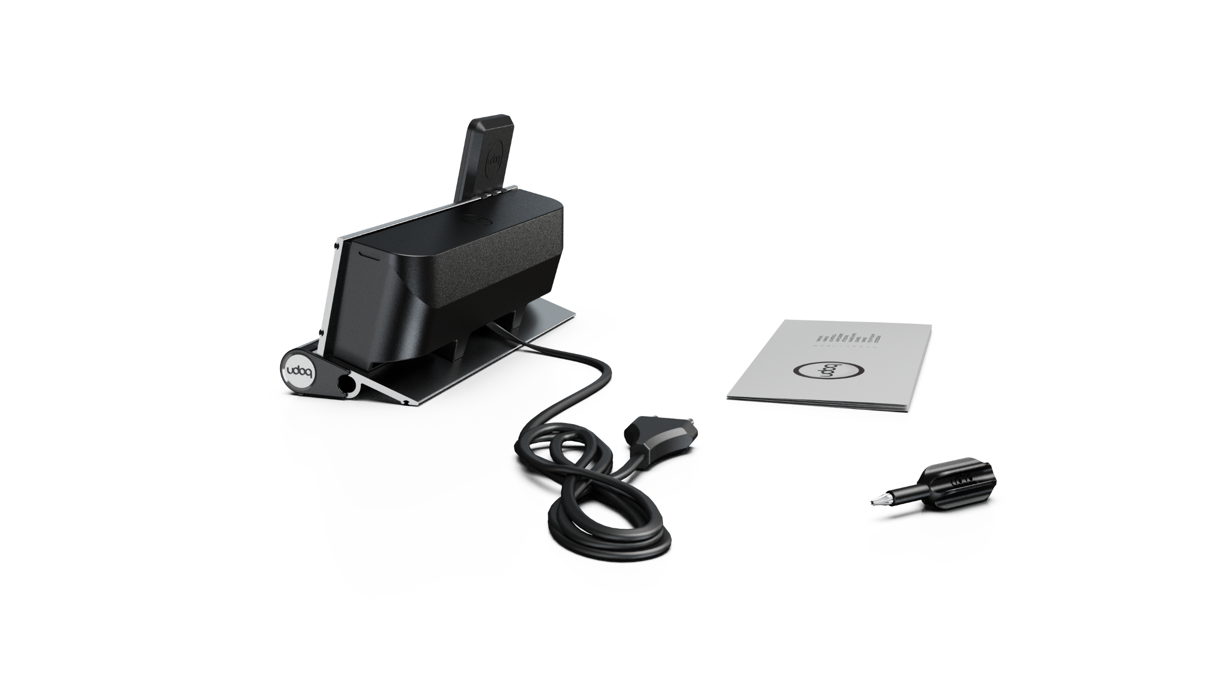 udoq 250 PREMIUM silber - 4 fach Ladestation gefräst und eloxiert aus solidem Aluminium. Exklusives Design mit patentierten verschiebbaren Anschlüssen. Lade platzsparend alle iPad, iPhone, AirPods, Apple Watch und Android Geräte mit bis zu 136W.