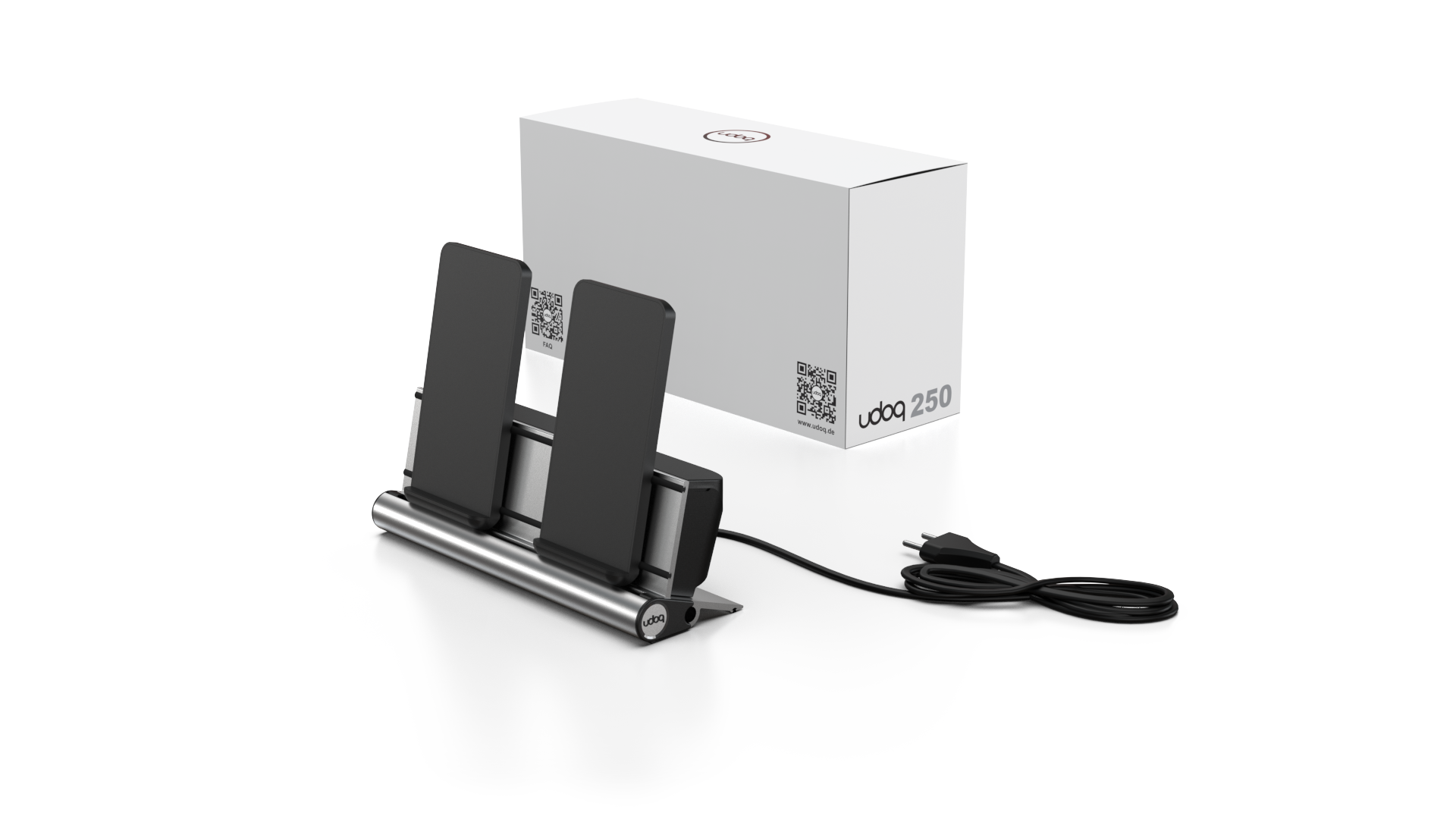 udoq 250 Wireless - 2 fach Ladestation gefräst und eloxiert aus solidem Aluminium