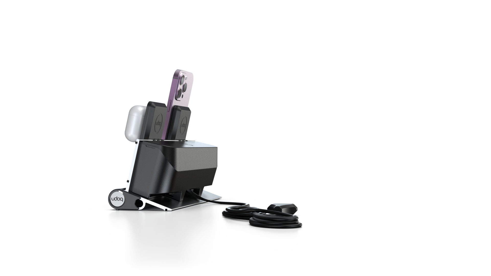 udoq 250 MAGNETIC - 2 fach Ladestation gefräst und eloxiert aus solidem Aluminium