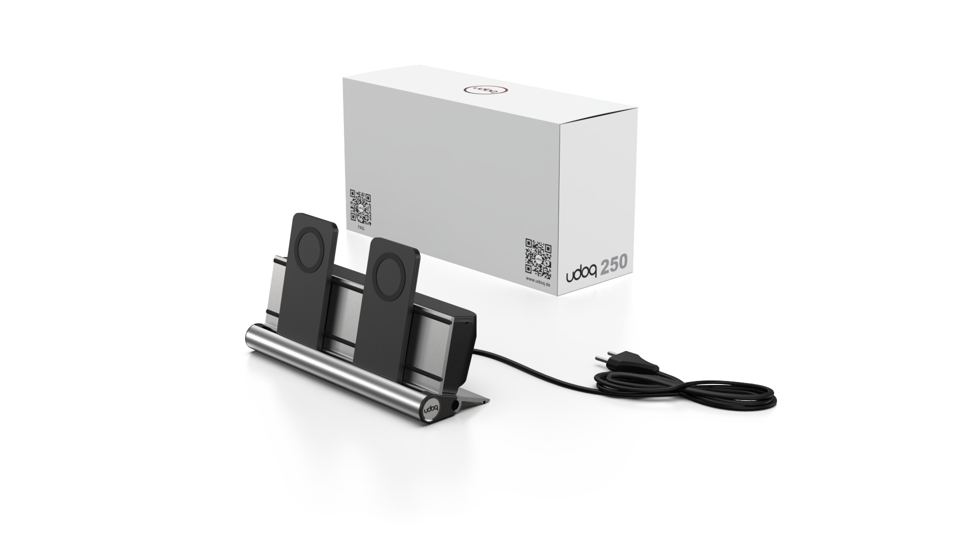 udoq 250 MAGNETIC - 2 fach Ladestation gefräst und eloxiert aus solidem Aluminium