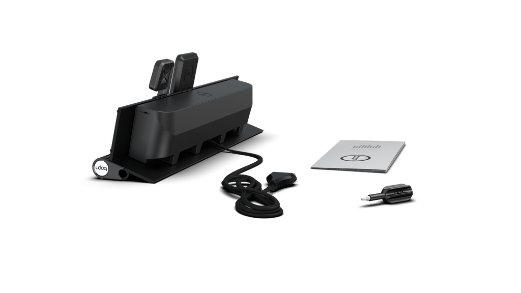 udoq 400 PREMIUM WATCH schwarz - 4 fach Ladestation gefräst und eloxiert aus solidem Aluminium. Exklusives Design mit patentierten verschiebbaren Anschlüssen. Lade platzsparend alle iPad, iPhone, AirPods, Apple Watch und Android Geräte mit bis zu 136W.