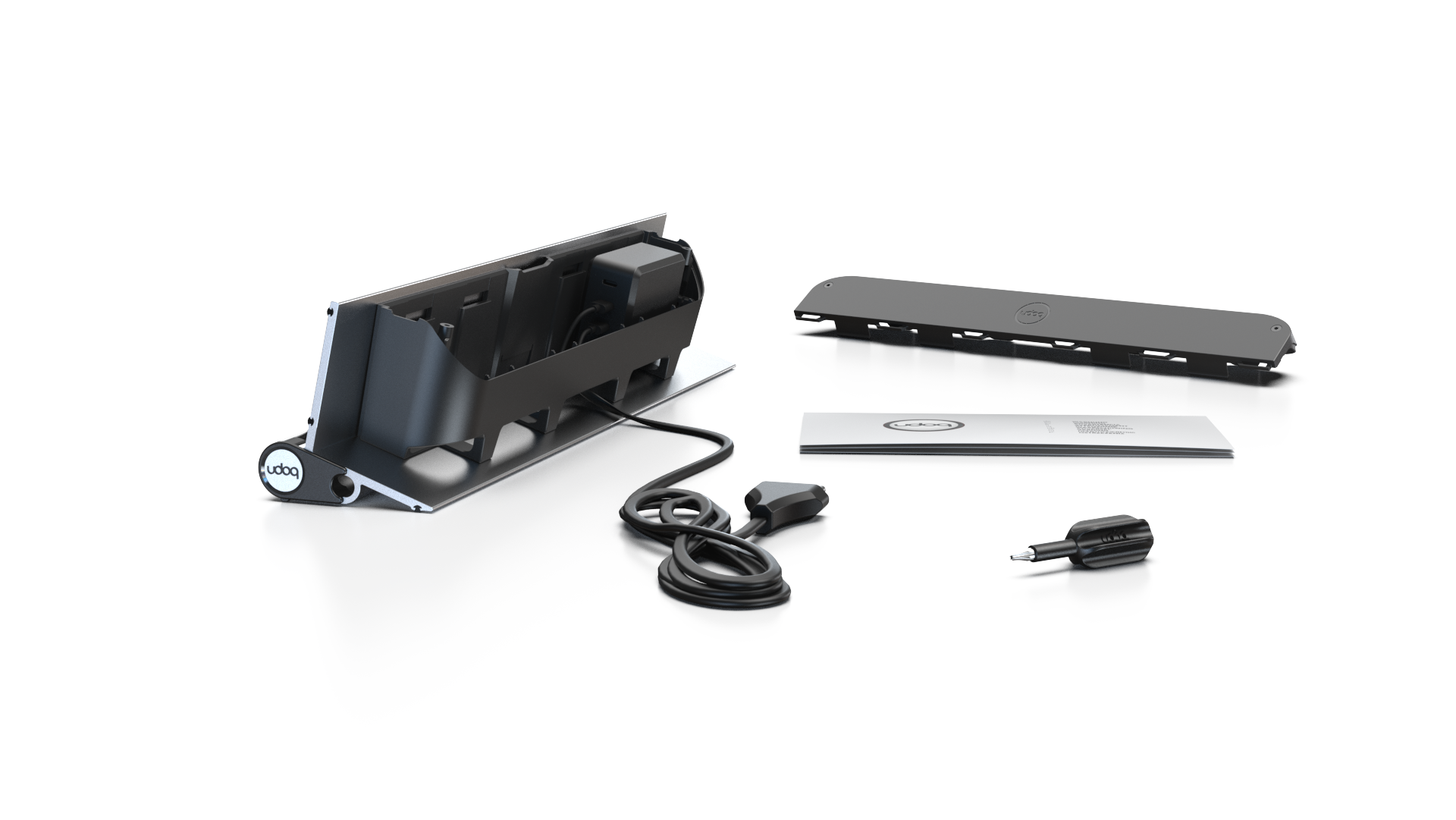 udoq 250 TABLET USB-C silber - 1 fach Ladestation gefräst und eloxiert aus solidem Aluminium. Exklusives Design mit patentierten verschiebbaren Anschlüssen. Lade platzsparend alle iPad, iPhone, AirPods, Apple Watch und Android Geräte mit bis zu 136W.