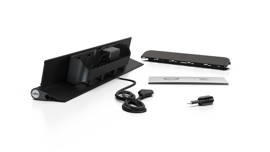udoq 550 IPAD schwarz - 3 fach Ladestation gefräst und eloxiert aus solidem Aluminium. Exklusives Design mit patentierten verschiebbaren Anschlüssen. Lade platzsparend alle iPad, iPhone, AirPods, Apple Watch und Android Geräte mit bis zu 136W.