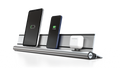 udoq 550 STARTER silber - 3 fach Ladestation gefräst und eloxiert aus solidem Aluminium. Exklusives Design mit patentierten verschiebbaren Anschlüssen. Lade platzsparend alle iPad, iPhone, AirPods, Apple Watch und Android Geräte mit bis zu 136W.
