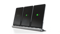 udoq 550 TABLET USB-C silber - 3 fach Ladestation gefräst und eloxiert aus solidem Aluminium. Exklusives Design mit patentierten verschiebbaren Anschlüssen. Lade platzsparend alle iPad, iPhone, AirPods, Apple Watch und Android Geräte mit bis zu 136W.