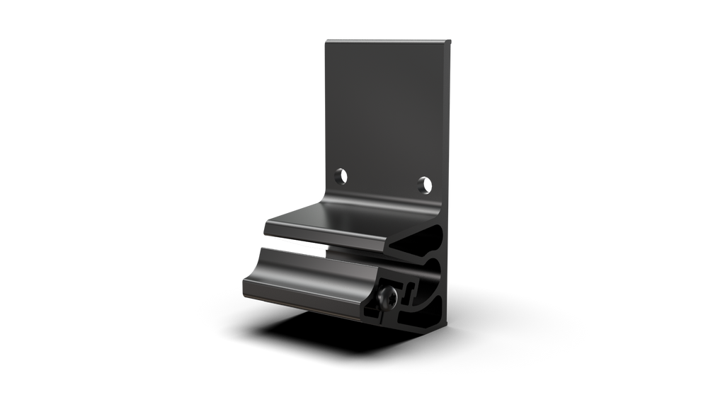 udoq Wandhalterung in schwarz - für eine absolut stabile Befestigung des udoq an jeder Wand. Träger mit Klemmplatten aus massivem Aluminium bilden über eine 4 fache Schraub-Klemmung eine schwingungsfreie Verankerung für alle udoqs.