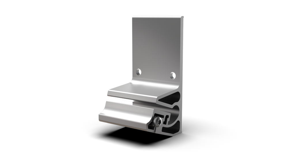 udoq Wandhalterung in silber - für eine absolut stabile Befestigung des udoq an jeder Wand. Träger mit Klemmplatten aus massivem Aluminium bilden über eine 4 fache Schraub-Klemmung eine schwingungsfreie Verankerung für alle udoqs.