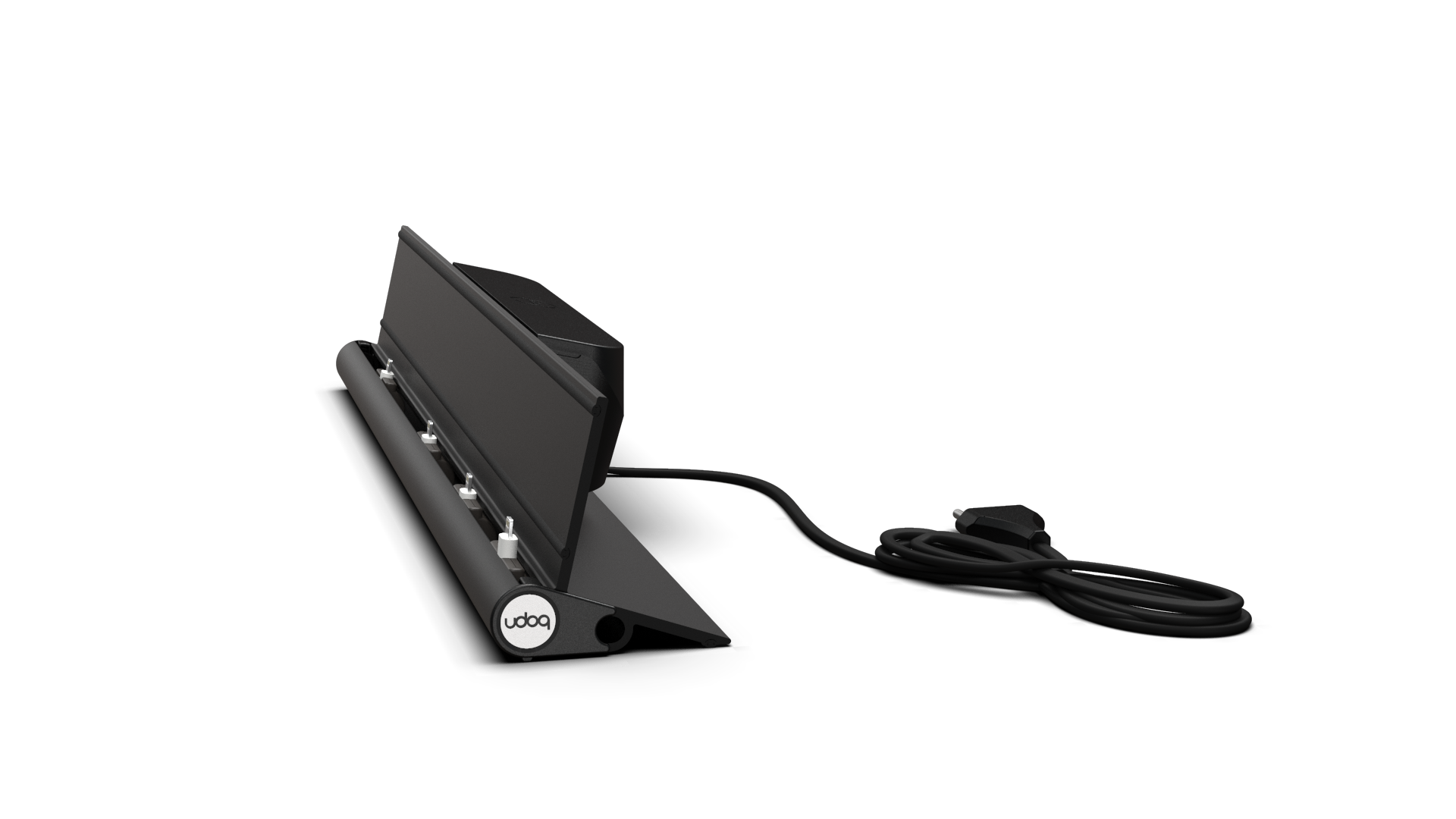 550 multi-charging station in black with four Apple Lightning adapters