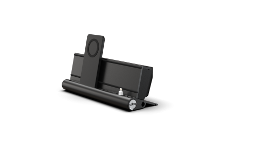 udoq Multi Ladestation in schwarz für 2 Mobilgeräte mit MagSafe und Lightning adapter