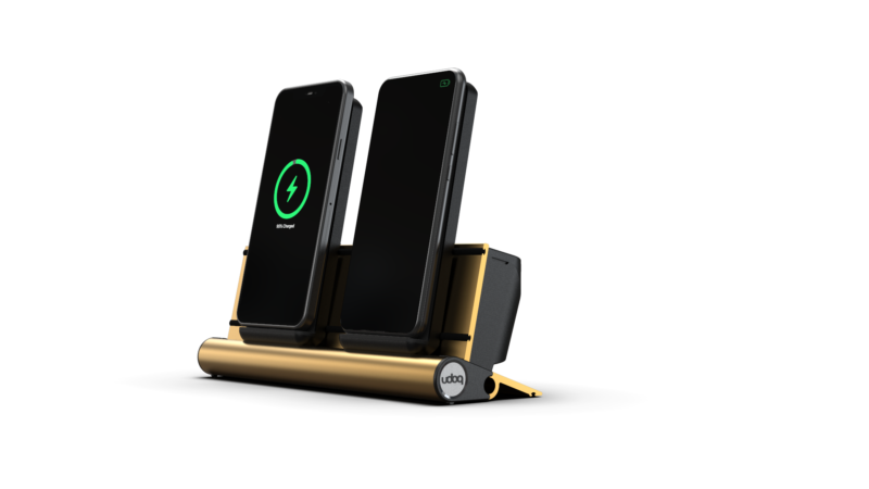 udoq Multi Ladestation für 2 Mobilgeräte mit Wireless Charging Pad