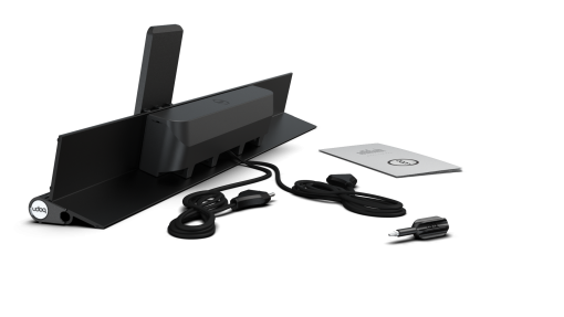 udoq Multi Ladestation in schwarz mit Apple Pen, Wireless Chargingpad und Apple Lightning Adapter