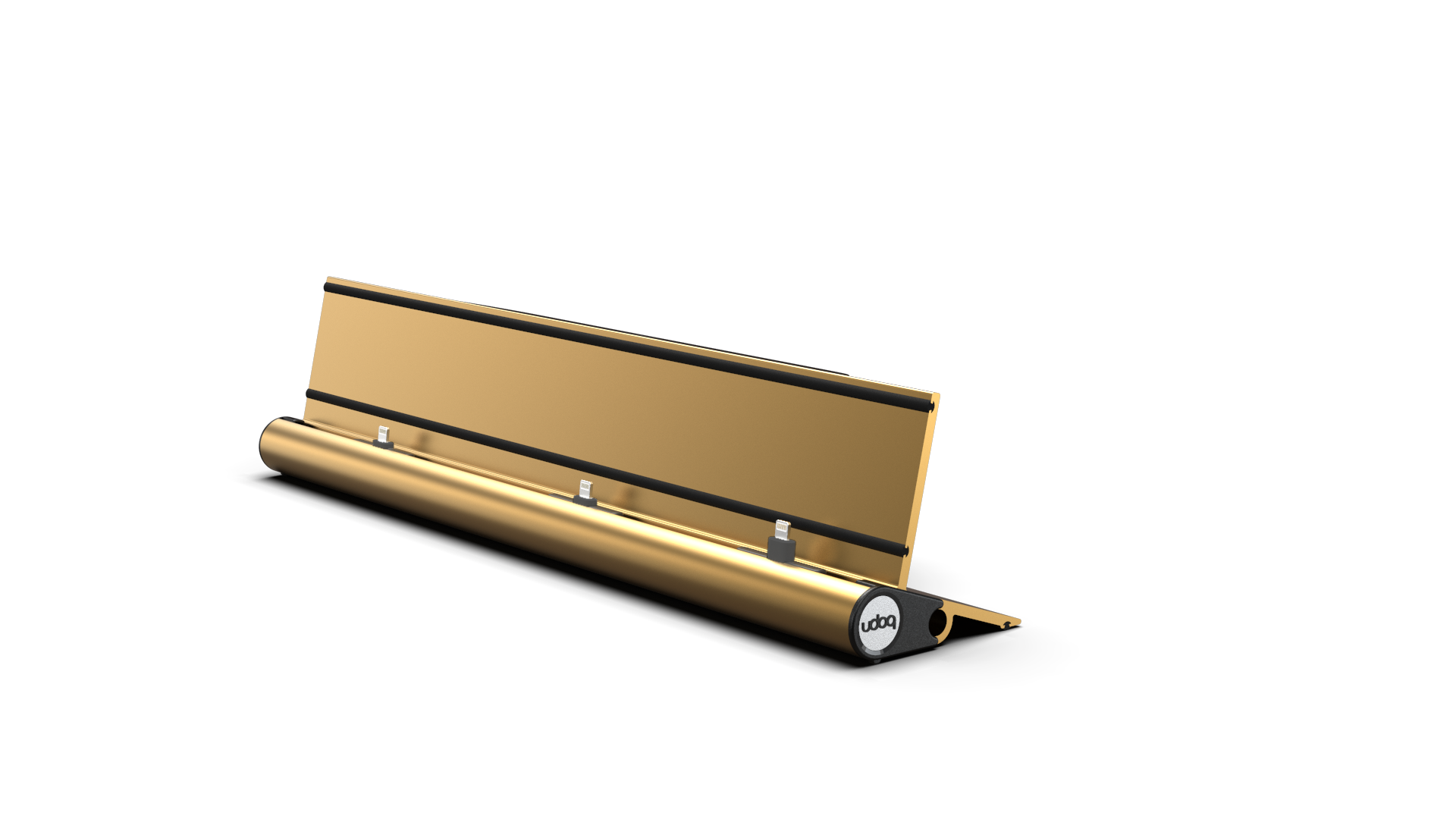 udoq Gold multi-charger with Apple Lightning connectors