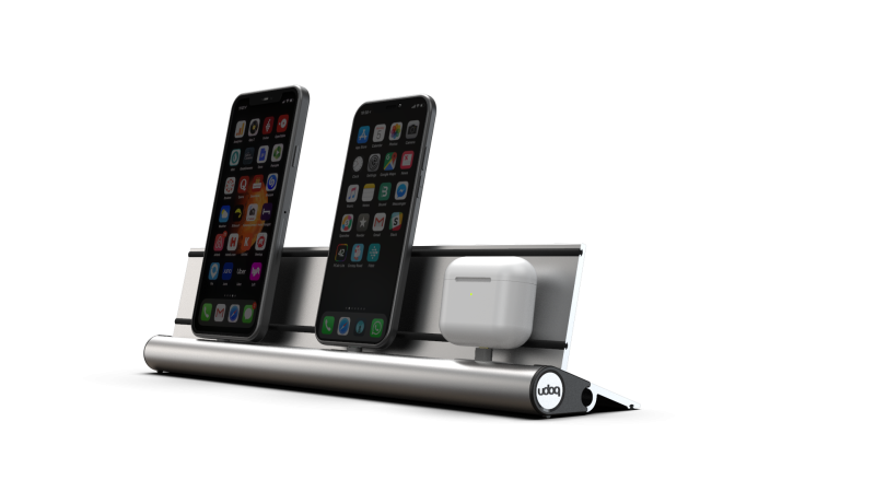 udoq Multi-chargeur en argent avec connexions Apple Lightning